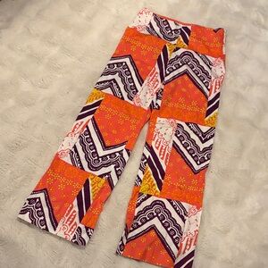 Trina Turk Orange and Purple Wide Leg Pants